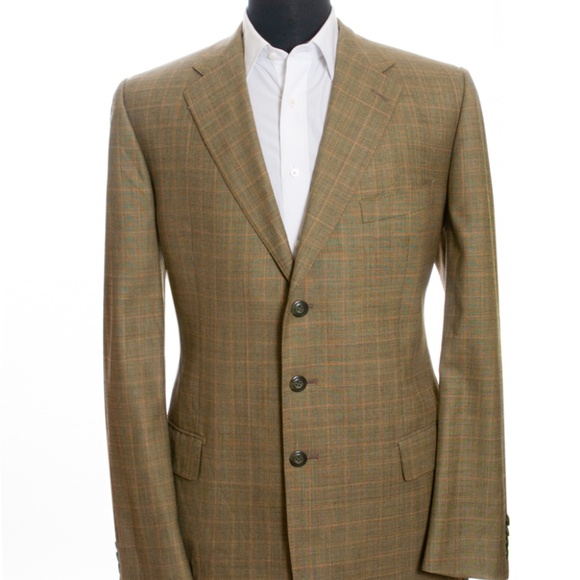 Sam Abouhassan Green Check Wool Blazer 46L - Picture 1 of 4